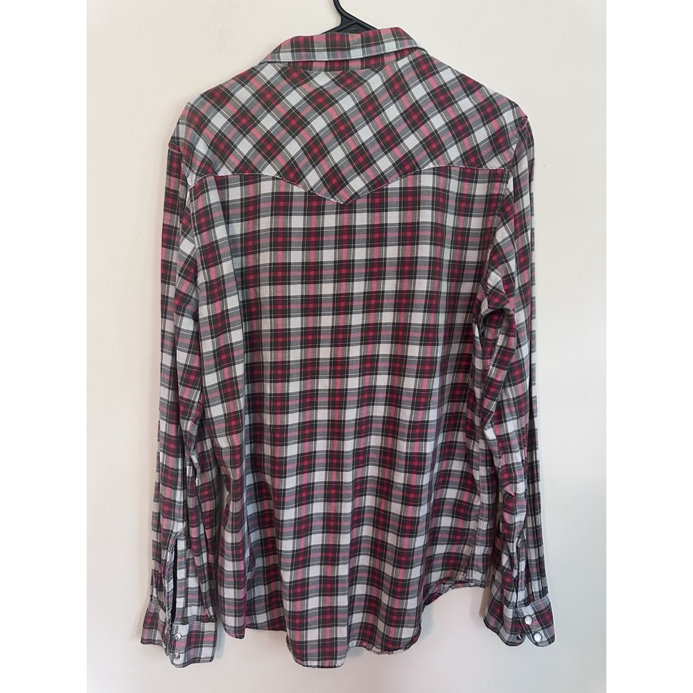 Levi's Men's Long Sleeve Western Cut Pearl Snap Plaid Shirt Lightweight LARGE - Picture 13 of 16
